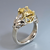 White and yellow gold Victorian cathedral floral wide euro shank Alex Gulko custom antique engagement ring