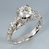 White gold original engraving milgrain euro shank Alex Gulko custom antique diamond engagement ring 