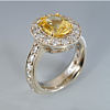 White gold halo filigree milgrain euro shank Alex Gulko custom antique yellow sapphire and diamond engagement ring