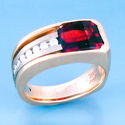 january birthstone garnet and diamond ring in white and yellow gold