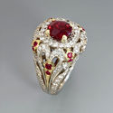 july birthstone ruby and diamond ring in white and yellow gold