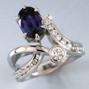 june birthstone alexandrite and diamond ring in white gold