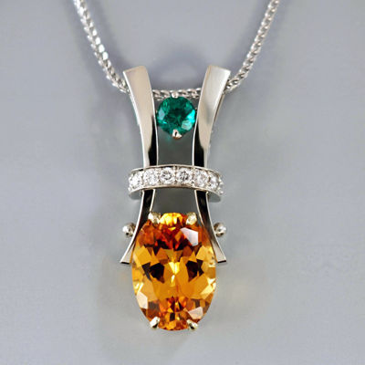 november birthstone citrine and diamond pendant in white gold