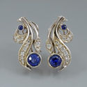 september birthstone sapphire and diamond earrings in white gold