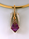 Trozzo fancy-cut Ametrine pendant with diamonds and yellow sapphires in 18k white and yellow gold